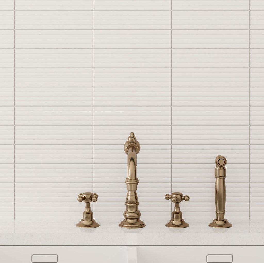 Groove White Deco Matte Ceramic Subway Tile | Tile Club