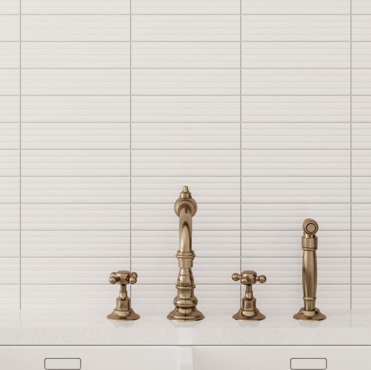 Groove White Deco Matte Ceramic Subway Tile | Tile Club