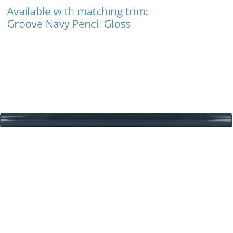 Groove Navy Deco Gloss Ceramic Subway Tile | Tile Club