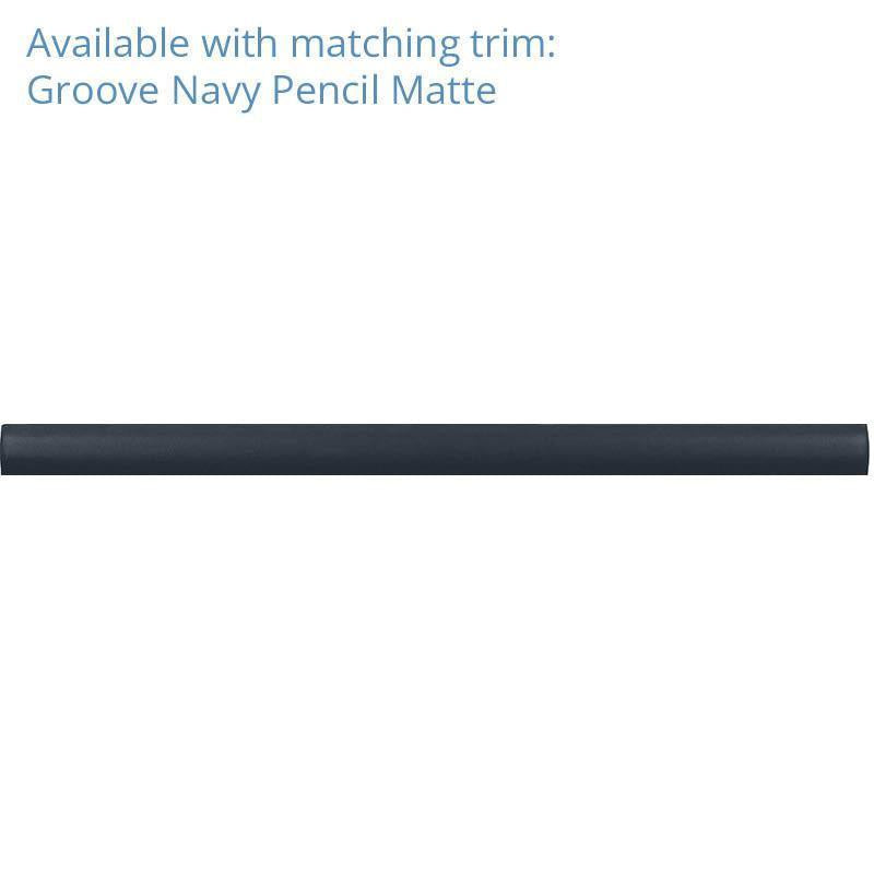 Groove Navy Deco Matte Ceramic Subway Tile | Tile Club