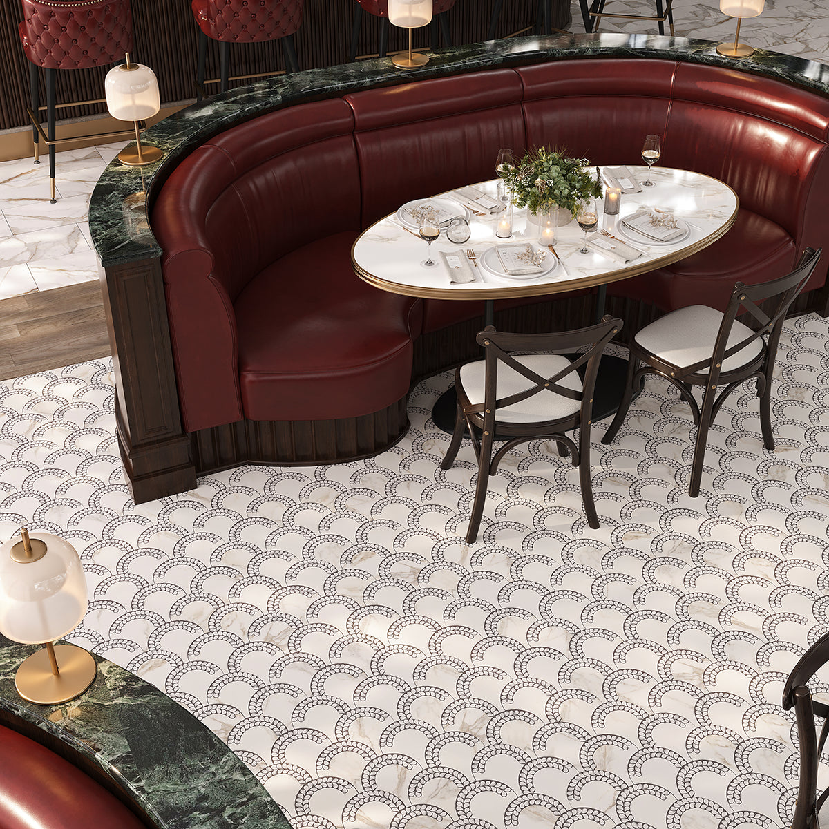 Helena Calacatta Monet and Thassos Marble Mosaic Tile | Tile Club