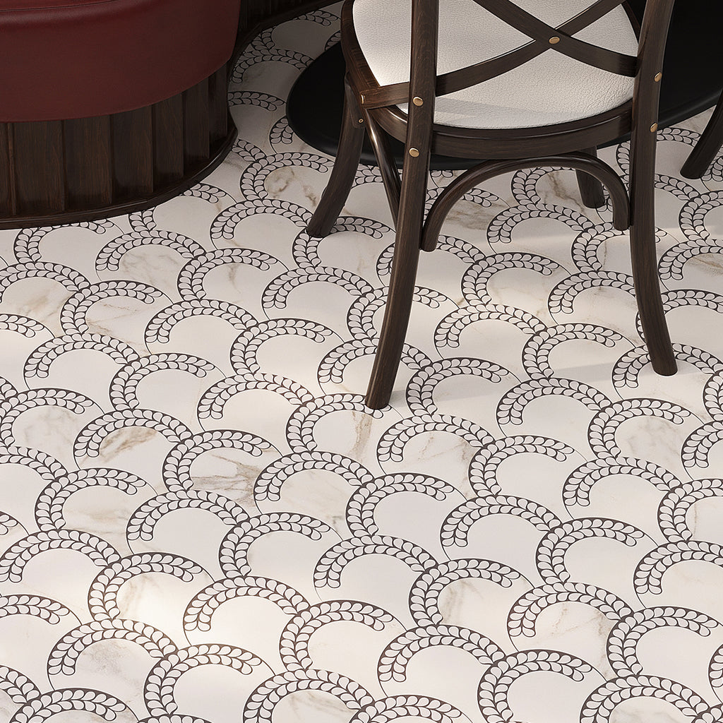 Helena Calacatta Monet and Thassos Marble Mosaic Tile | Tile Club