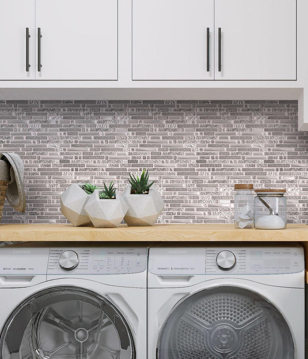 Hipster Lines Mosaic Tile Laundry Room Backsplash
