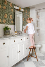 Checkerboard Tile Floor with Thassos White Marble and Bianco Carrara Squares designed by House of Jade