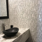 Ice Shale Rectangular White Glass And Stone Tile | Tile Club