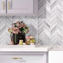 Ice White Chevron Glass Mosaic Tile