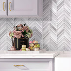 Ice White Chevron Glass Mosaic Tile