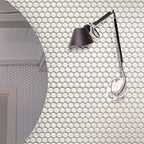 Ice White Glass Penny Round Tile | Tile Club