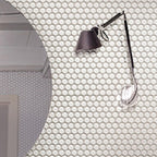 Ice White Glass Penny Round Tile | Tile Club