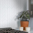 Ice White Herringbone Glass Tile | Tile Club