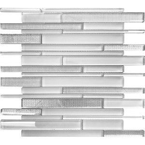 Ice White Linear Glass Mosaic Tile Sample