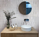 Ice White Triangle Glass Mosaic Tile for a dazzling geometric backsplash