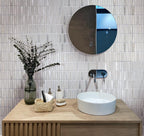 Ice White Triangle Glass Mosaic Tile for a dazzling geometric backsplash