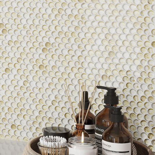 Illumine Gold Dust Penny Round Tile Bathroom Backsplash