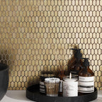 Illumine Gold Foil Picket Glass Mosaic Tile
