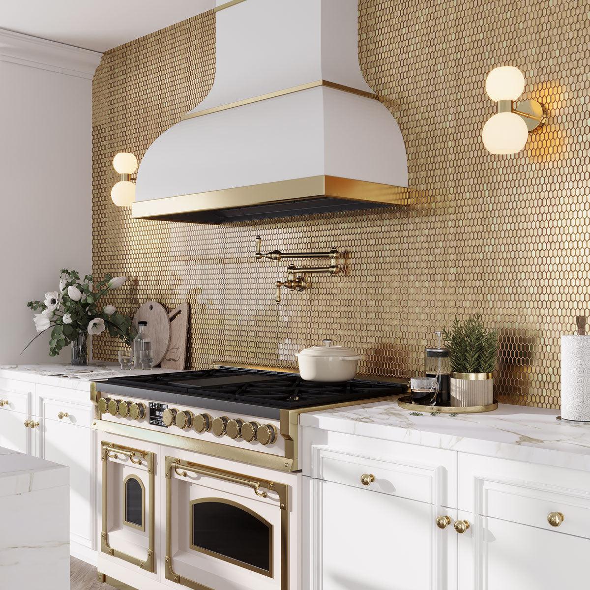 Illumine Gold Foil Picket Glass Mosaic Tile