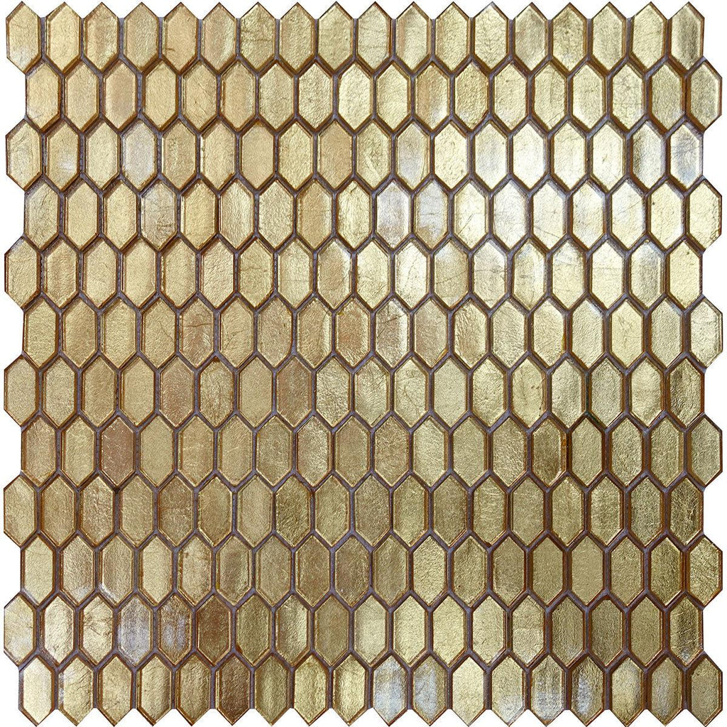 Illumine Gold Foil Picket Glass Mosaic Tile