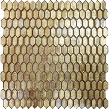 Illumine Gold Foil Picket Glass Mosaic Tile