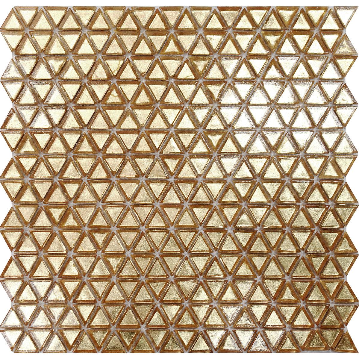 Illumine Gold Foil Triangle Glass Mosaic Tile