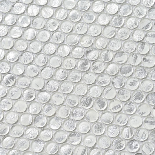 Illumine Silver Dust Penny Round Glass Mosaic Tile