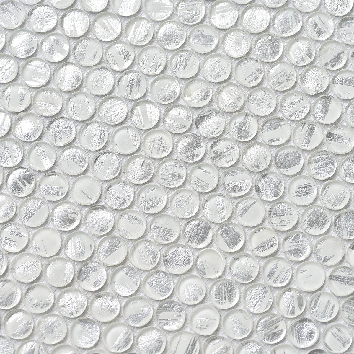 Illumine Silver Dust Penny Round Glass Mosaic Tile