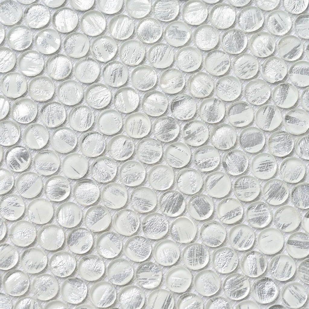 Illumine Silver Dust Penny Round Glass Mosaic Tile
