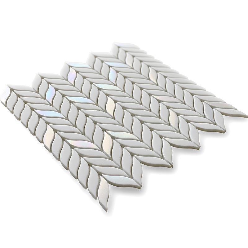 White leaf patterned tile