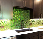 Emerald Green Foil And Frosted Square Mosaic Tile | Tile Club