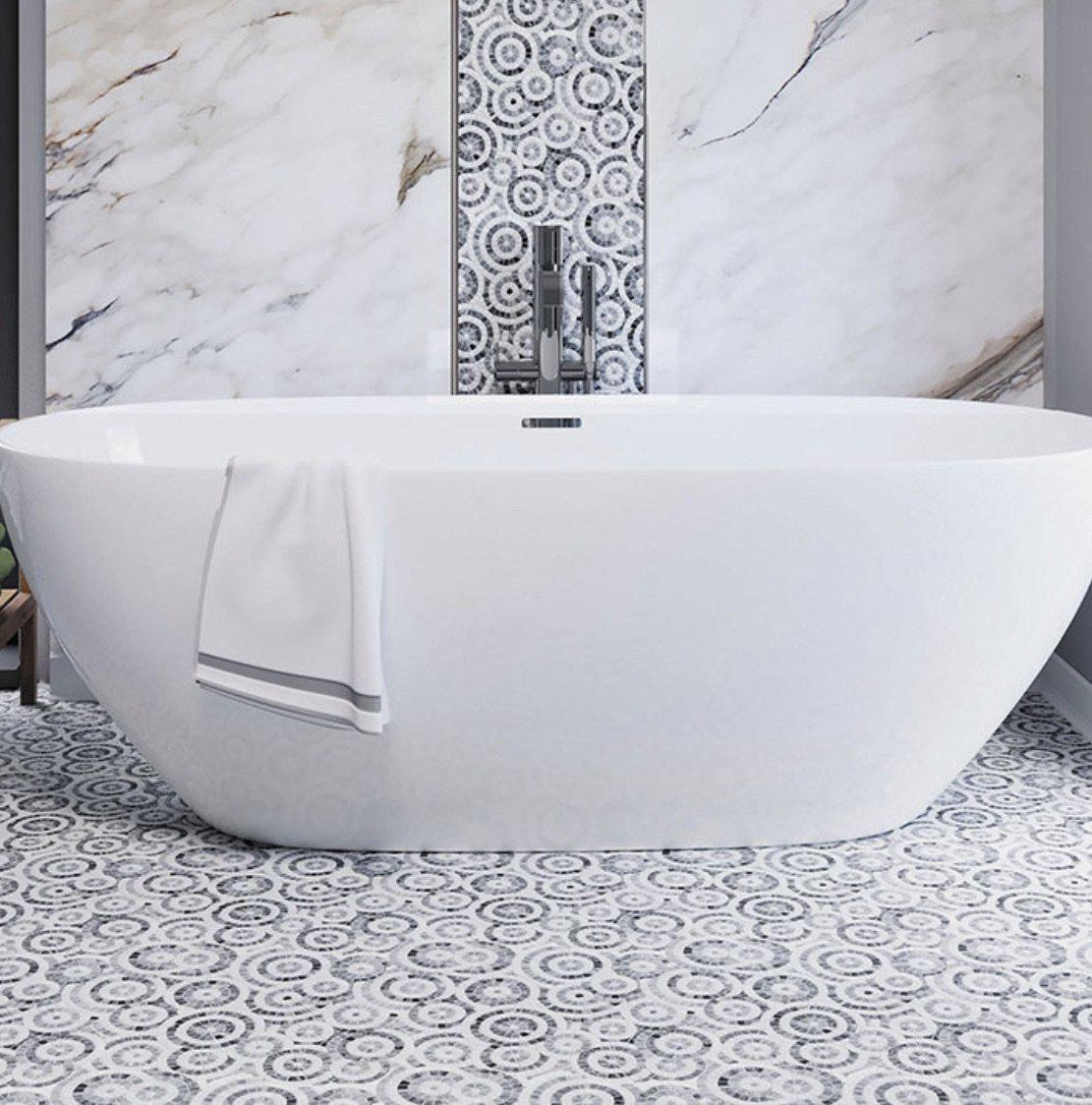 white swirl micro mosaic tiles for bathroom