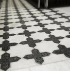 STAR & CROSS BLACK ETCHED MARBLE MOSAIC TILE