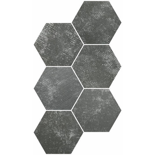 Ink Black Dimension Porcelain Hexagon Tile