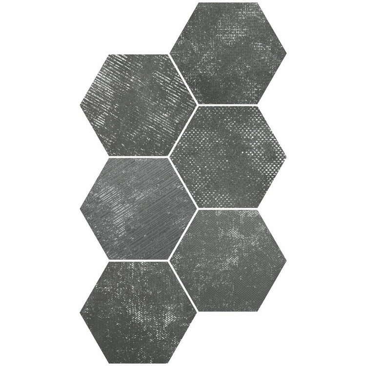 Ink Black Dimension Porcelain Hexagon Tile