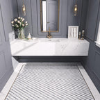 Italiano Bardiglio & Eastern White Marble Mosaic Tile patterned bathroom floor
