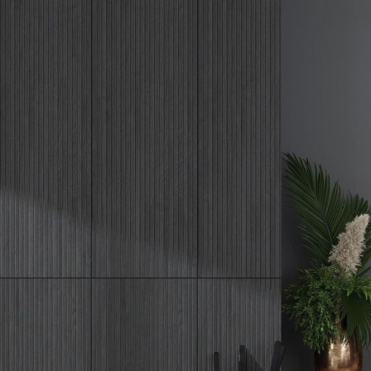 Japandi Black Ridged Panel Wall Tile 