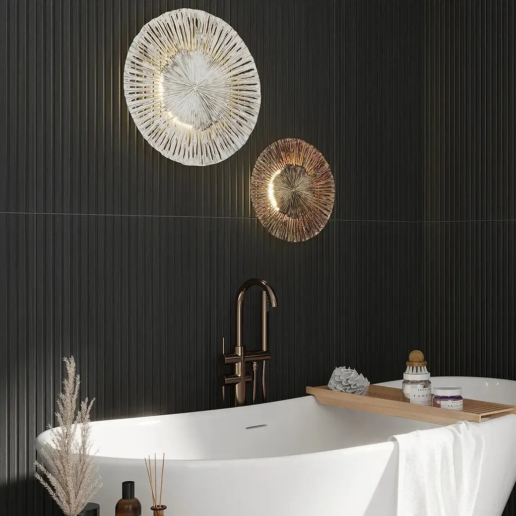Japandi Black Slat Wall Bathtub Surround