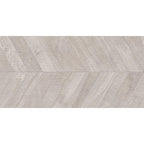 Japandi Chevron Gray Wood Look Porcelain Tile