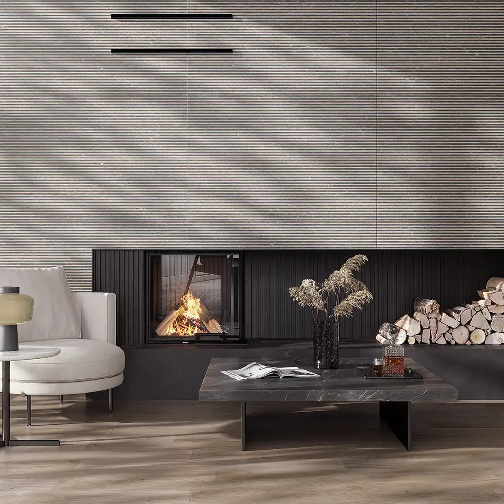 Japandi Contrast Black Slat Wall Tile | Tile Club