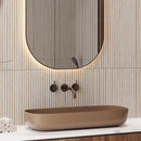Fluted wood look ceramic wall tile 