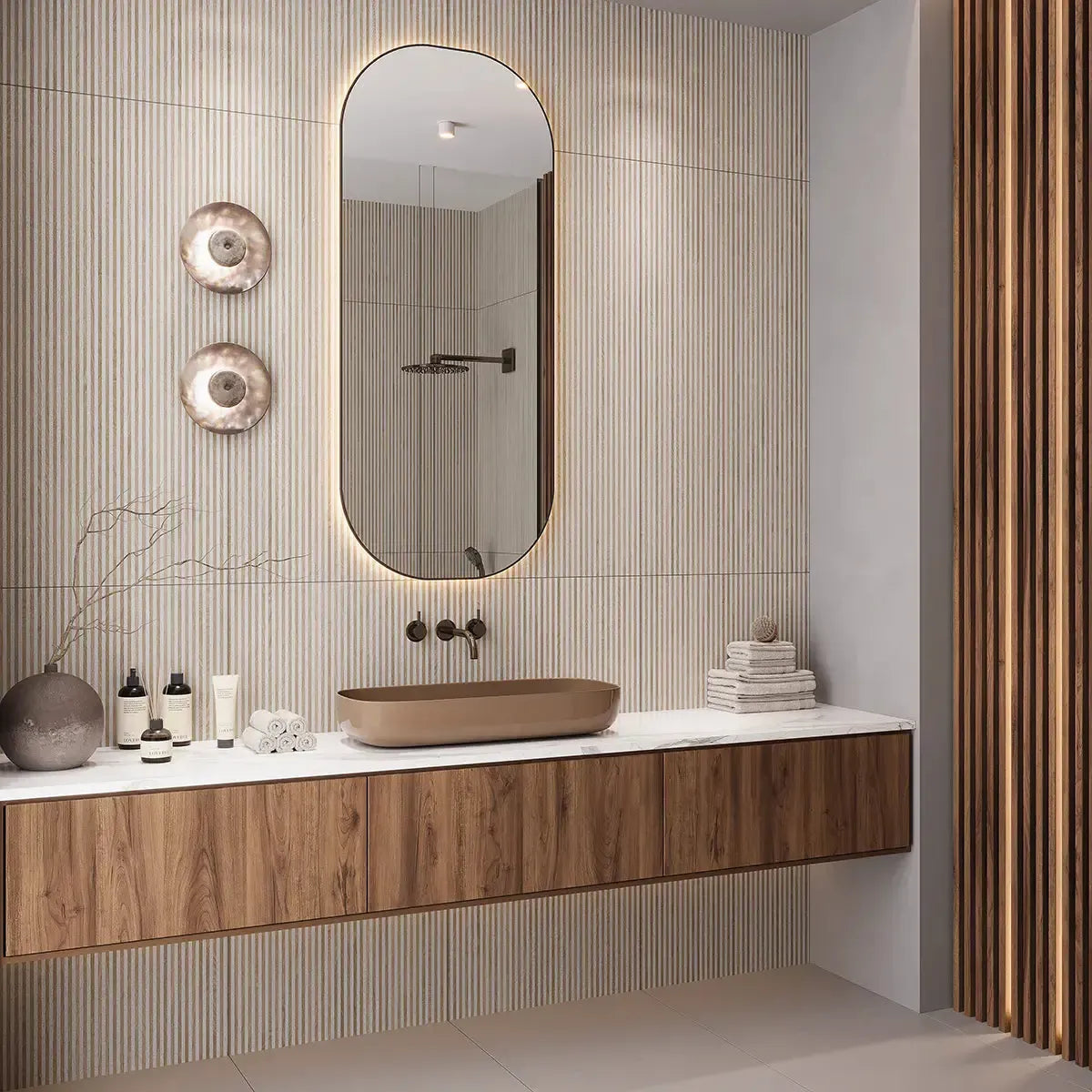 Japandi Contrast Gray Slat Wall Tile | Tile Club
