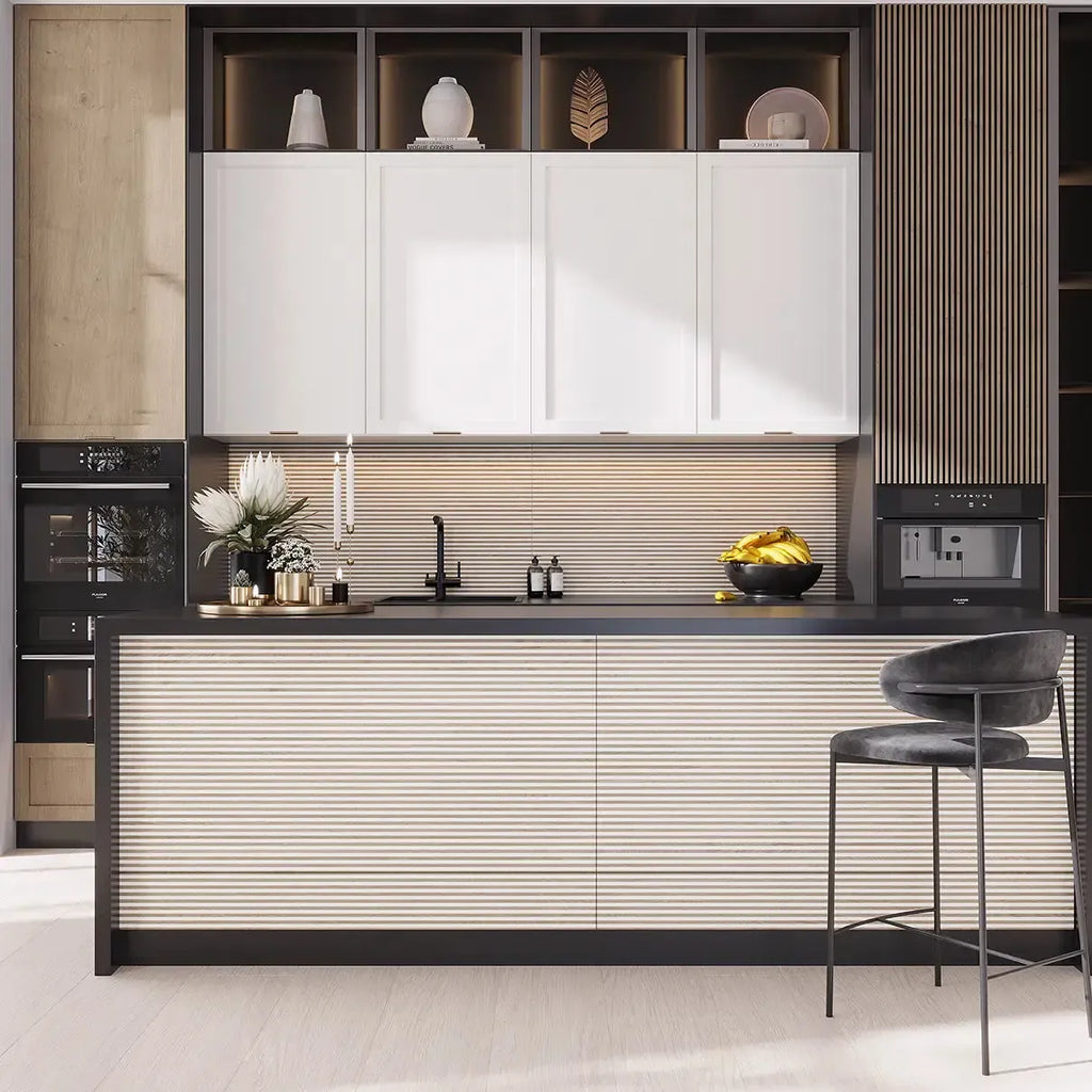 Japandi Contrast White Slat Wall Tile | Tile Club