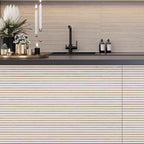 Japandi Contrast White Slat Wall Tile | Tile Club