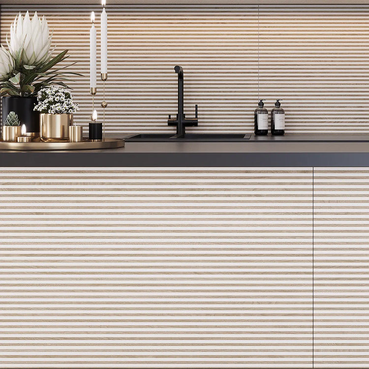 Japandi Contrast White Slat Wall Tile