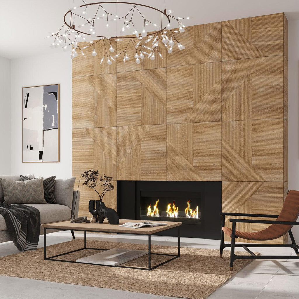 Japandi Geometric Wood Accent Wall Tile | Tile Club