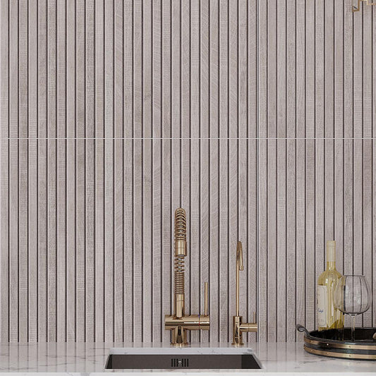 Japandi Gray Slat Wall Tile Bar Backsplash