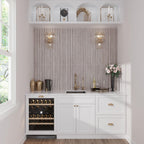 Built-in Wet Bar with Japandi Slat Wall Accent Backsplash