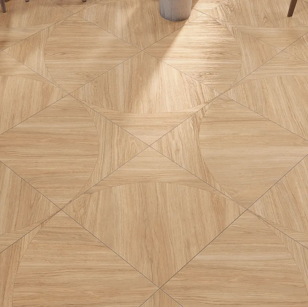 Japandi Honey Parquet Wood-Look Tile Flooring | Tile Club
