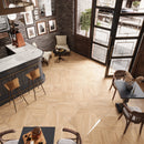 Japandi Honey Parquet Wood-Look Tile Flooring