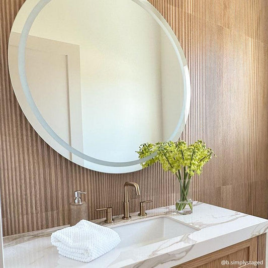 Japandi Maple Slat Wood-look Tile Bathroom Wall Backsplash