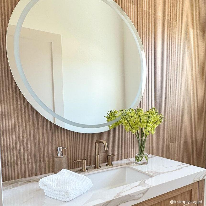 Japandi Maple Slat Wood-look Tile Bathroom Wall Backsplash