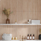 Japandi Maple Slat Wall Tile Bathroom Alcove